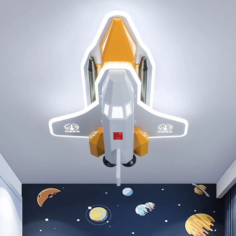 

Children's room lamp creative simple modern space rocket lamp American boy bedroom led aircraft ceiling lamp