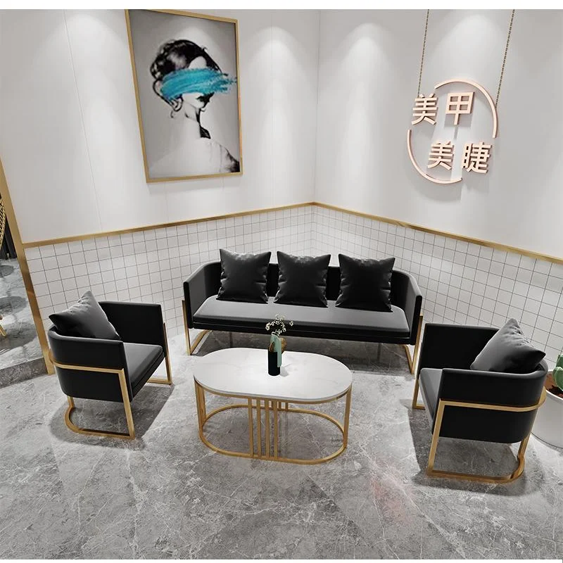 

Nordic Office Sofa Coffee Table Combination Modern Minimalist Nail Salon Reception Lounge Area Light Luxury Business Sofa Set