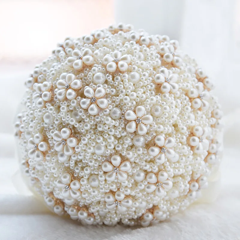 

New Gorgeous Wedding Flowers Bridal Hand Bouquets Pearls Crystal Artificial Wedding Bouquet Accessories
