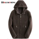Мужская Двухсторонняя куртка Holyrising из овечьей шерсти, 100% шерсть, зимнее пальто, пальто из овечьей шерсти с капюшоном, пальто с размера плюс, 19420