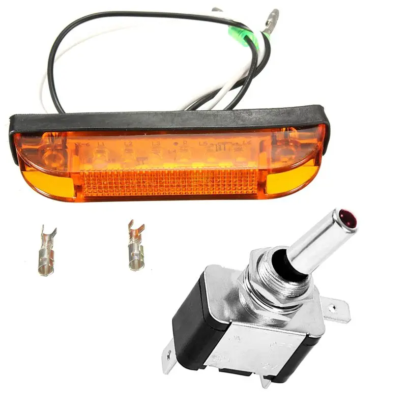 1pcs 6 LED Side Marker Light Indicator Lamp Strip 12V Orange &amp 1PCS Car Toggle Switch Control ON/OFF 20A |