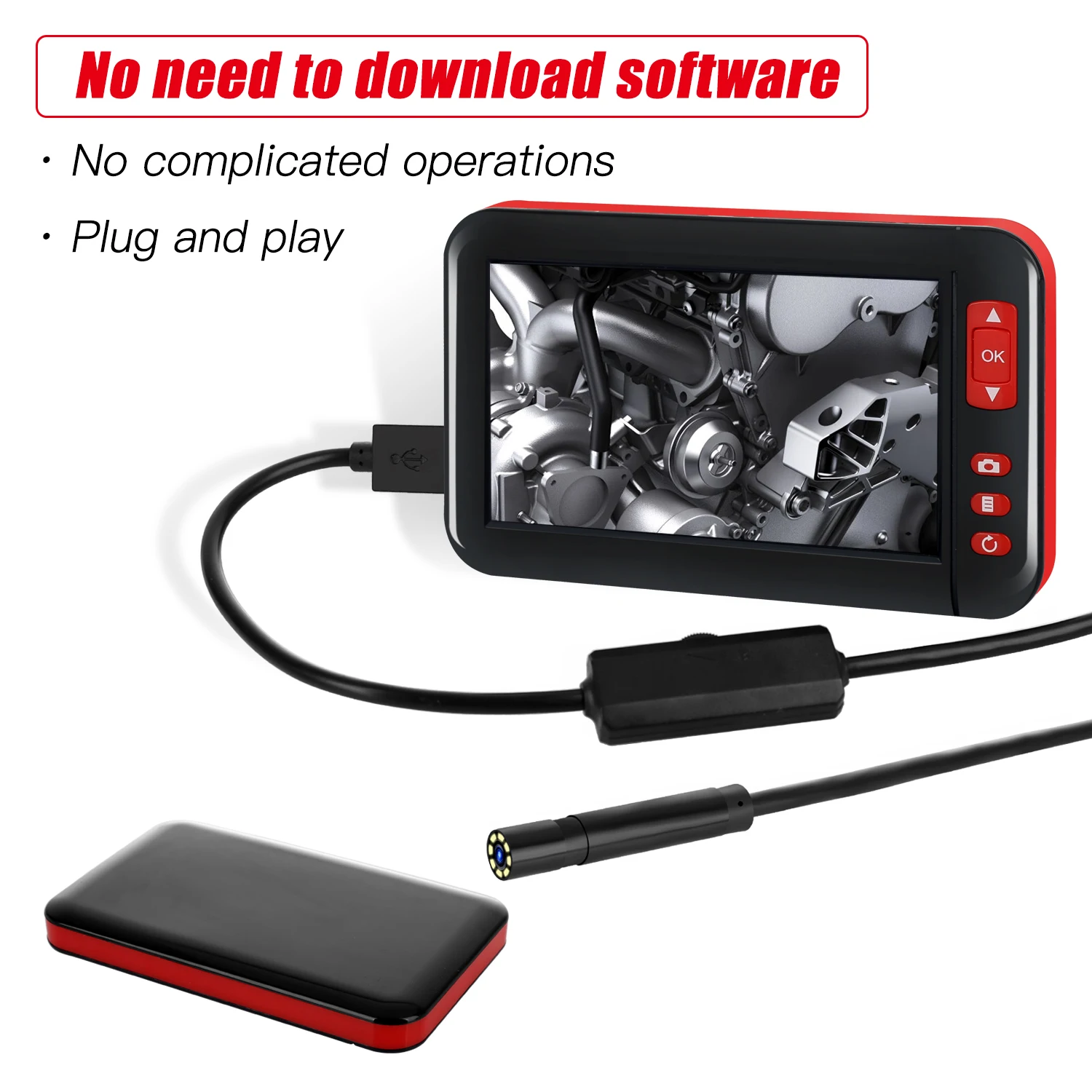 

4.3 Inch HD Endoscope Camera HD1080P 8MM Lens 8 LEDs IP67 Waterproof Borescope Sewer inspection Screen Camera Car