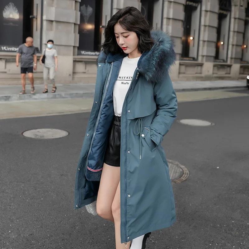 Clothing for Women  Woman Parkas  Jacket Cotton Long Big Fur Collar Send To Overcome Coat Ladies