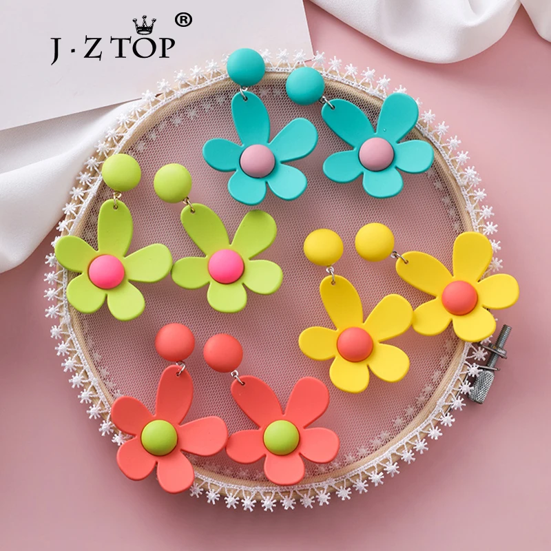 Женские акриловые серьги-гвоздики Цветные Цветочные серьги милые