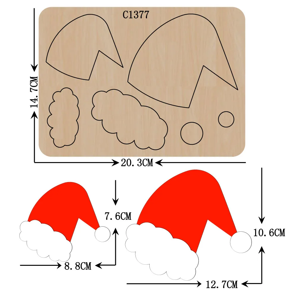 НОВАЯ РОЖДЕСТВЕНСКАЯ деревянная шляпка для скрапбукинга C-1377 различные размеры |