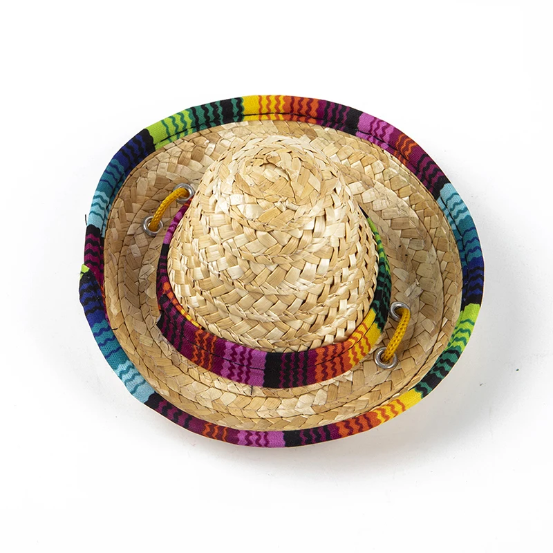 Модная Плетеная соломенная шляпа для домашних животных от солнца кошек сомбреро