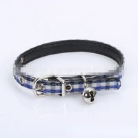 plaid cloth pu leather dog collar bell dog collar fashion durable dog collar pet supplies accessories copper small dogs