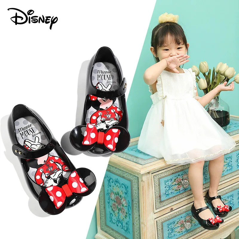 

Disney Minnie Child Girl Summer Shoes Baby 1-3 Years Old Children Princess Have Bow Soft Bottom Jelly Beach Shoes