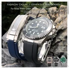 20 мм резиновый ремешок для часов металлический изогнутый конец подходит для Rolex OYSTERFLEX Submariner GMT Daytona застежка регулируемый ремешок для часов