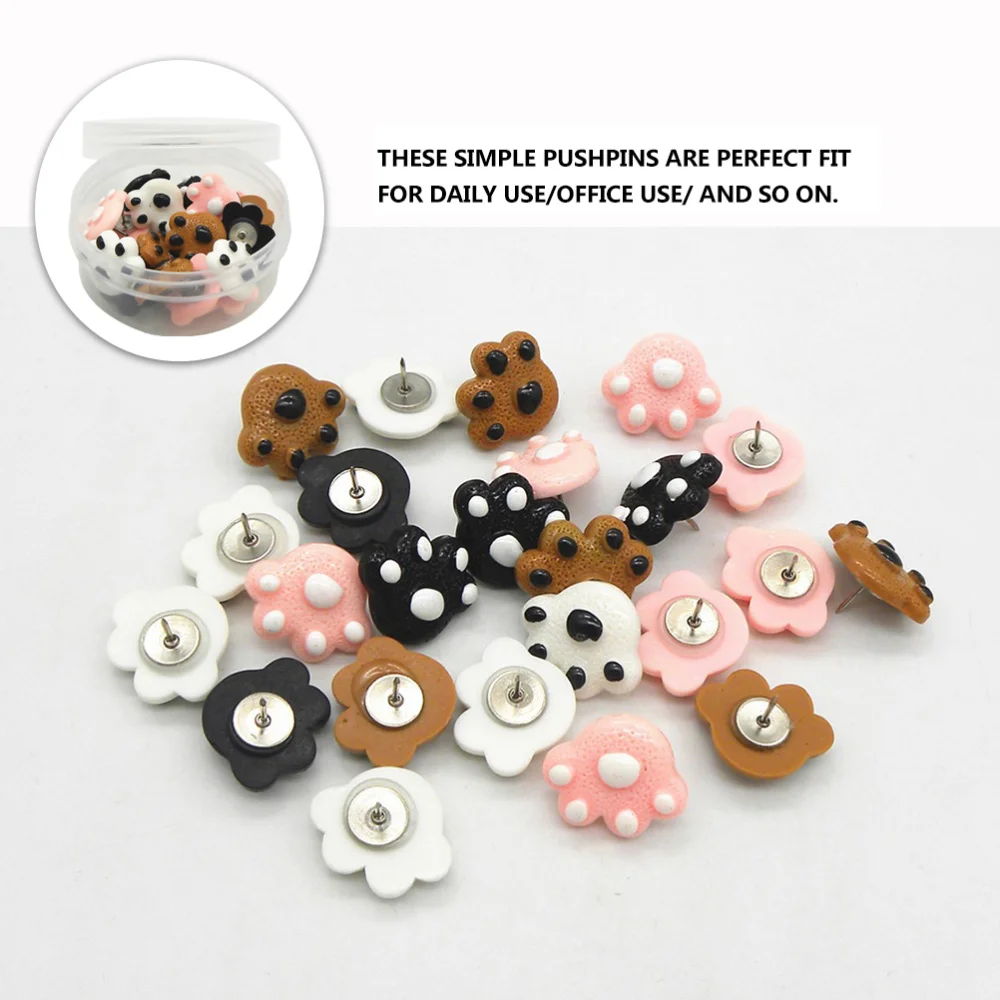 

1 Box/25pcs Practical Thumbtack Small Drawing Pin Chic Bear Claw Pushpin