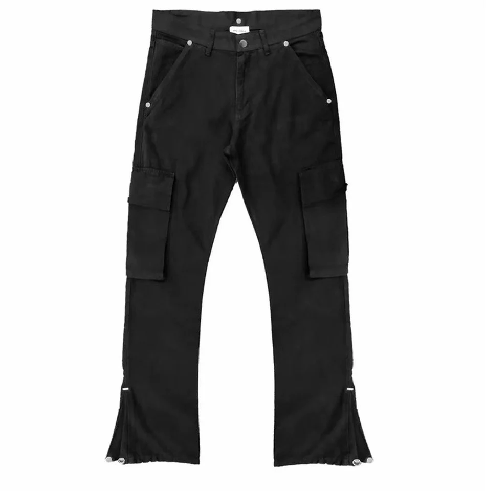 

Askyurself Overalls Men High Quality Zipper Pocket Cargo Pants Buttoned Hem Retro Multi Pockets Trousers woman pants