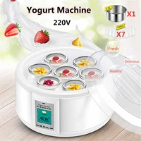 1 5l yogurt maker with 7 glass ferment jars automatic yogurt machine household diy automatic yogurt tools kitchen appliance 220v