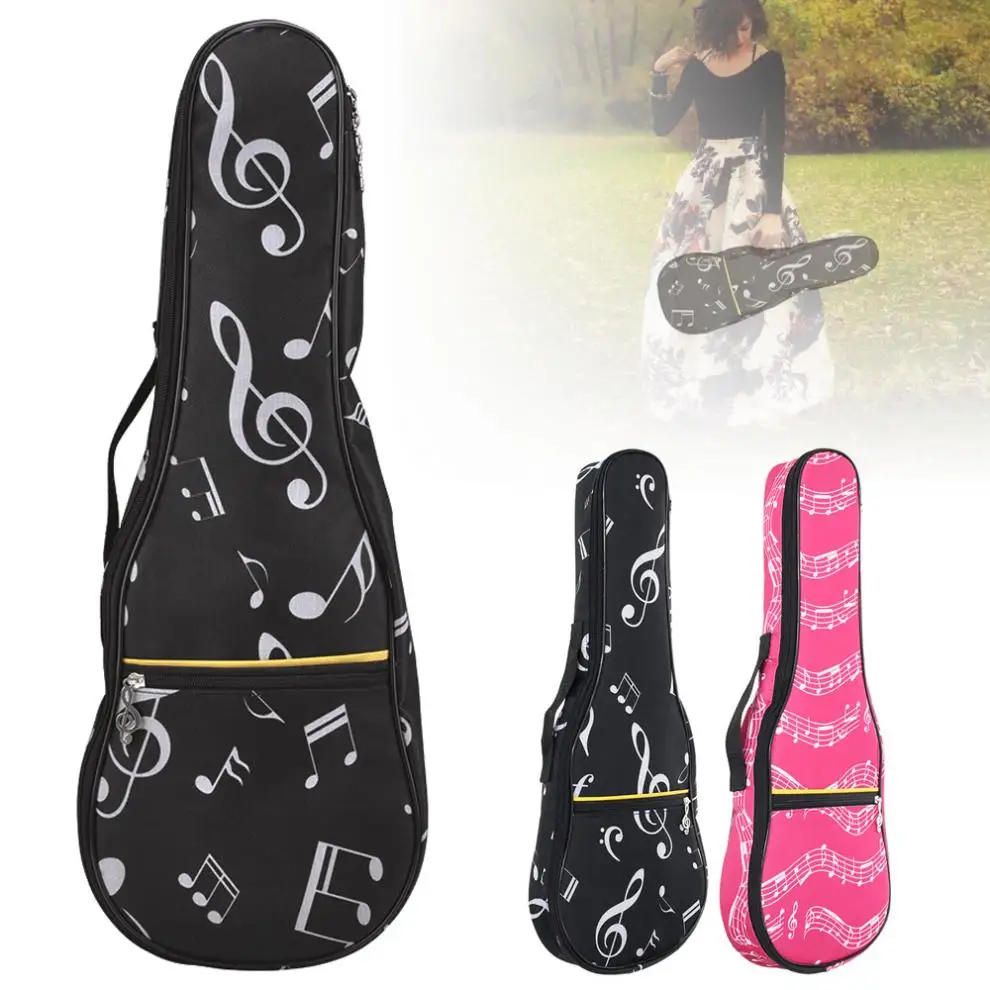 

Ukulele Case Gig Bag 21 Inch Musical Note 10mm Sponge Soft Case Oxford Cloth Hawaii Guitar Waterproof Backpack