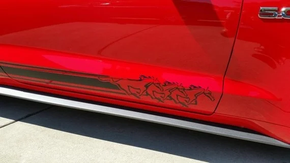 Для 2 шт. для Mustang 3 Pony Running Side Rocker Stripe graphics set|Наклейки на автомобиль| |