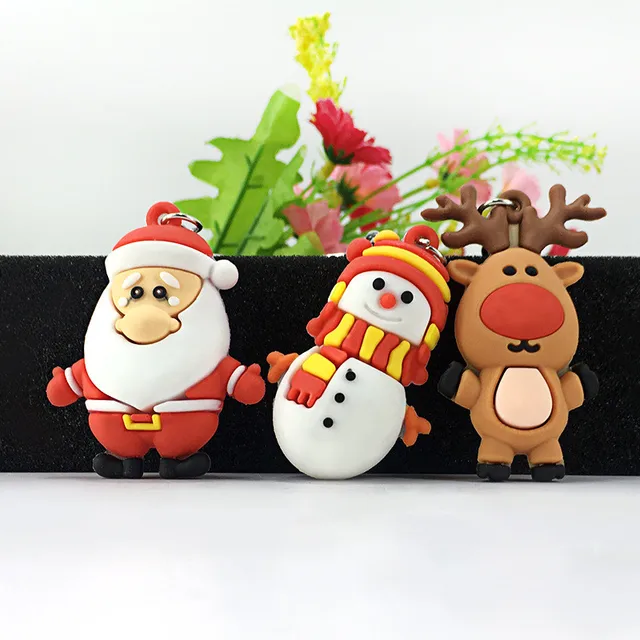 Santa Claus Keychain Car Soft Cartoon Bag Pendant Key chain Christmas KeyRing Elk Gift Doll Pendant Christmas present 2