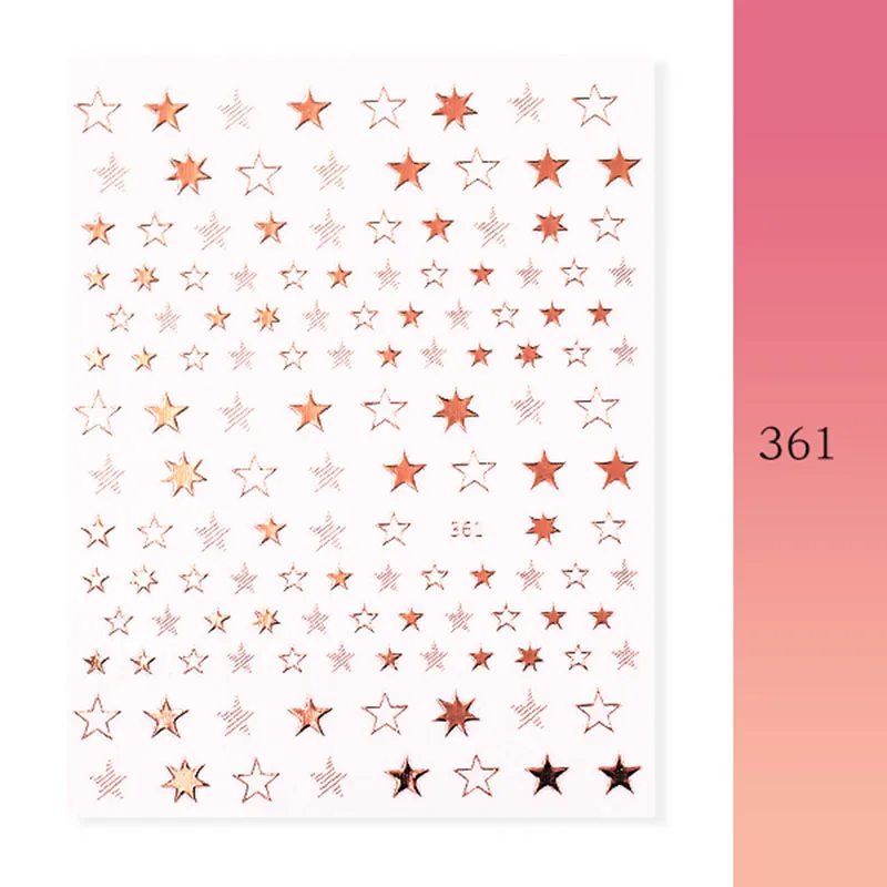 1 лист буквы дизайн 3D наклейка для дизайна ногтей звезда розового золота