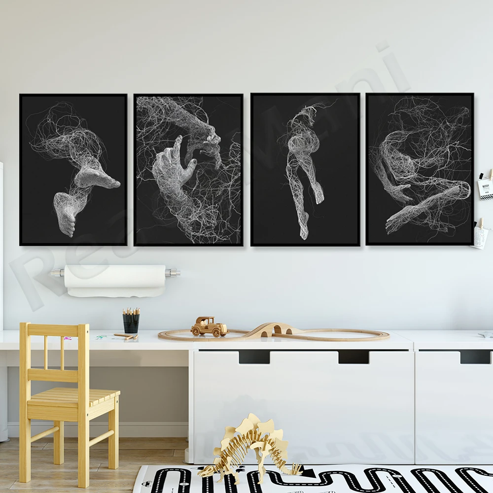

Minimalism black and white body lines hands and legs Wall Art Canvas Poster Print Picture Home Living Room Decoration Painting