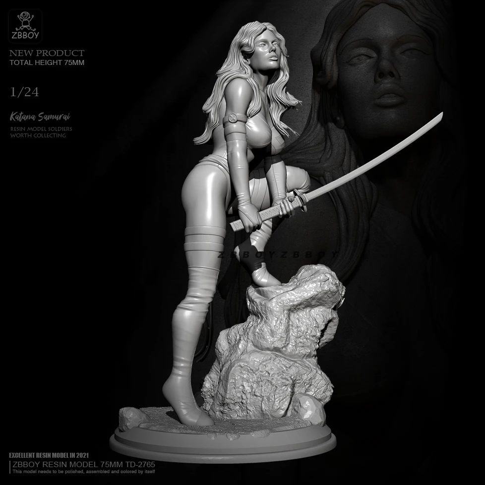 

75mm 1/24 Resin model kits figure beauty colorless and self-assembled TD-2765