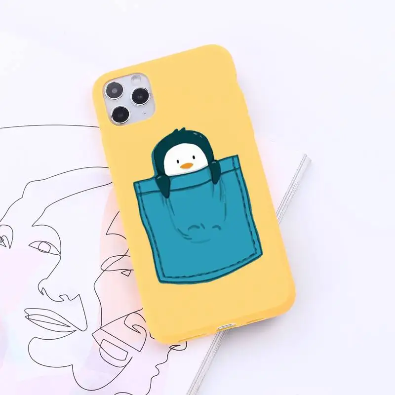 

Bear Penguin Kawaii Cute cartoon luxury protective Phone Case Candy Color for iPhone 6 7 8 11 12 s mini pro X XS XR MAX Plus