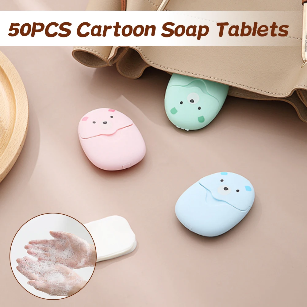 

50Pcs Portable Soap Paper with Box Washing Hands Disinfect Scented Sheets Travel Disposable Mini Cleaning Outdoor Product