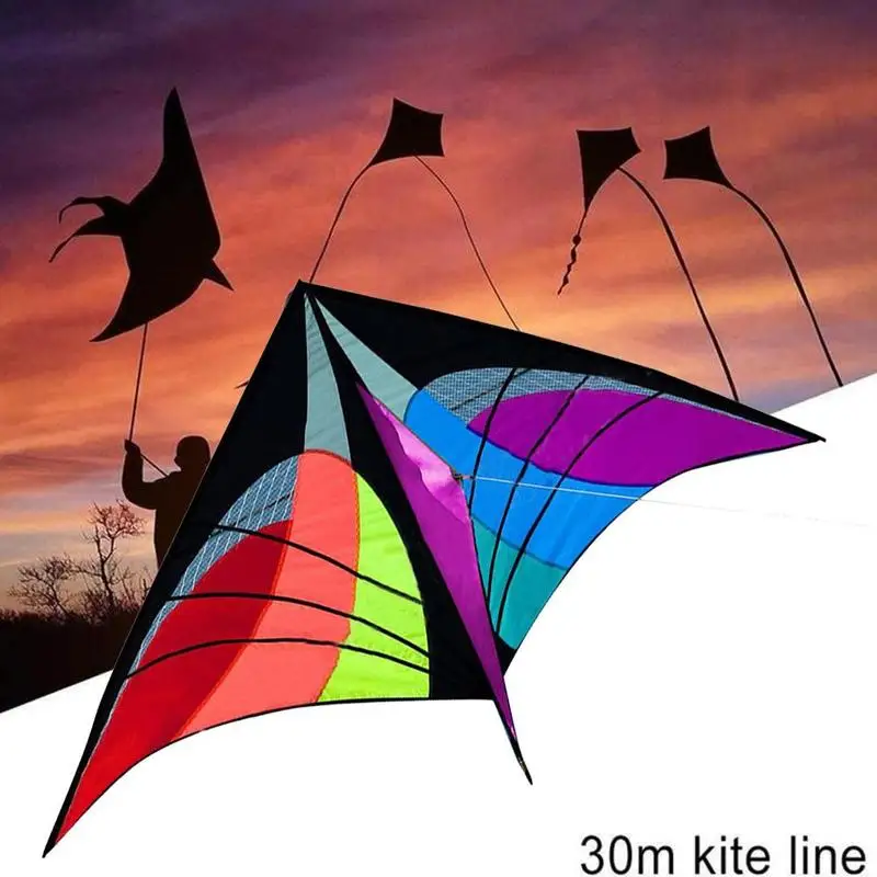 Cometa cl&aacute;sica de l&iacute;nea &uacute;nica de gran tama&ntilde;o para deportes al aire libre, divertida, con cometas y cometa, con buen tri&aacute;ngulo volador, mango de l&iacute;nea azul, 150x90CM S P5O3-4
