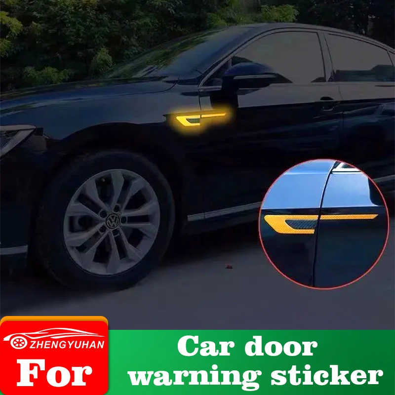 

2Pcs Car Reflective Safety Warning Strip Tape Car Door Bumper Reflective Strips Secure 3D Side Label Modified Stickers Decals