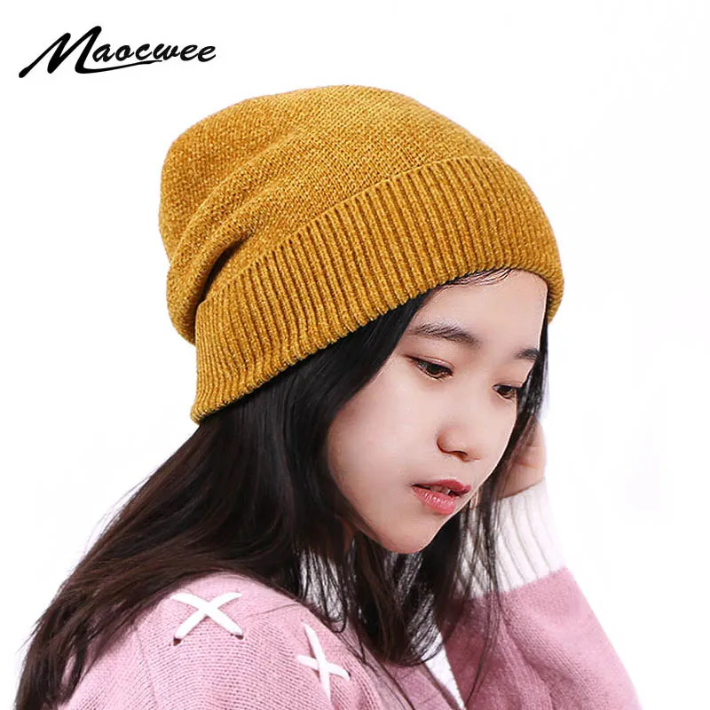 

Зимние мешковатые шапки из синели, шапка для женщин, уличная вязаная Осенняя плотная теплая вязаная крючком шапка, модная однотонная шапка, шапка