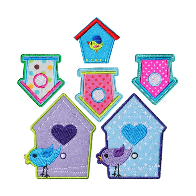 

New Arrival Bird House Patches Iron on Animal Heart Love DIY Embroidered Appliques Sew on Stickers for Clothing Garment Bags