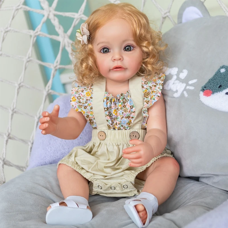 

21inch Reborns Dolls Baby Girl Doll Nurturing Doll Realistic Handmade Soft Body with Opened-Eyes Blonde Hair Girls Gift