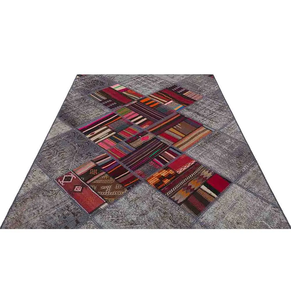 Серый и красный цвет уникальный дизайн настоящий лоскутный ковер 4032|Ковер| |
