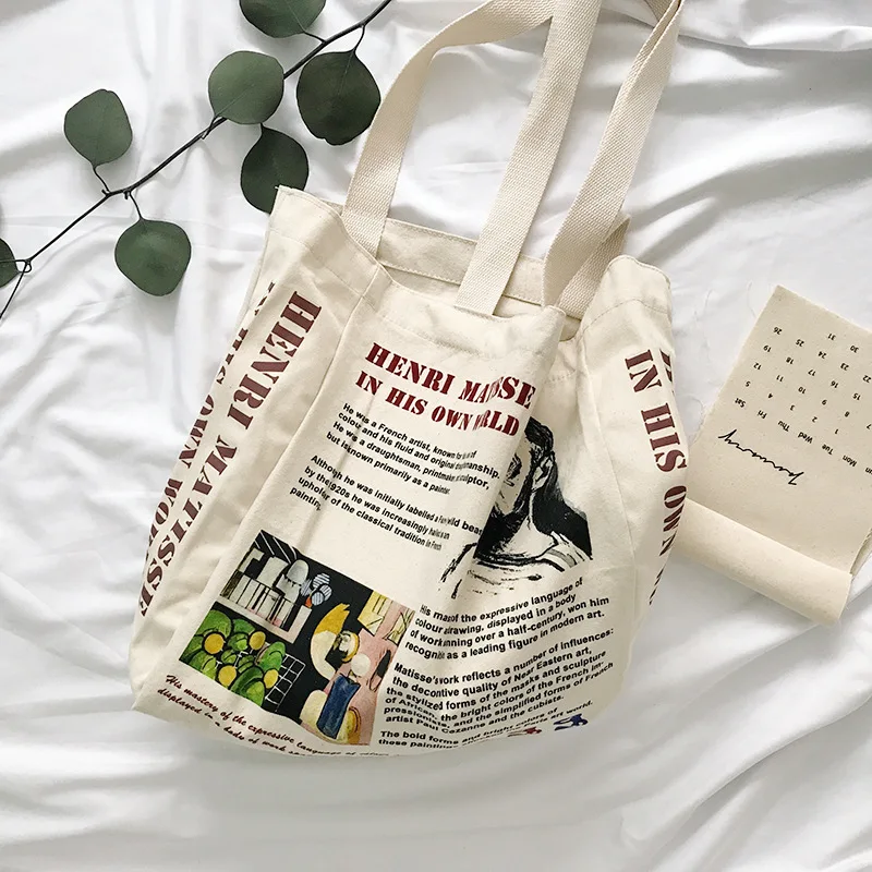 

Women Canvas Shoulder Bag Henri Matisse Colourist Printing Shopping Bags Students' Book Bag Cotton Cloth Handbags Tote For Girls