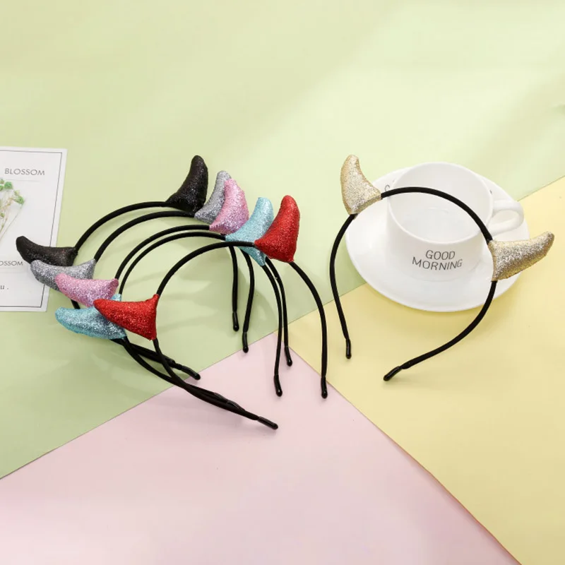 Модная повязка на голову с дьявольскими рожками праздничная атмосфера рогами