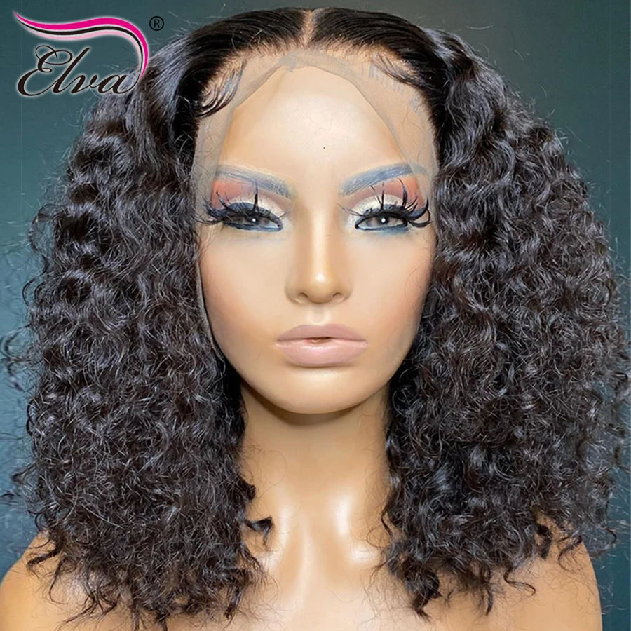 Вьющиеся передние парики из человеческих волос на сетке предварительно