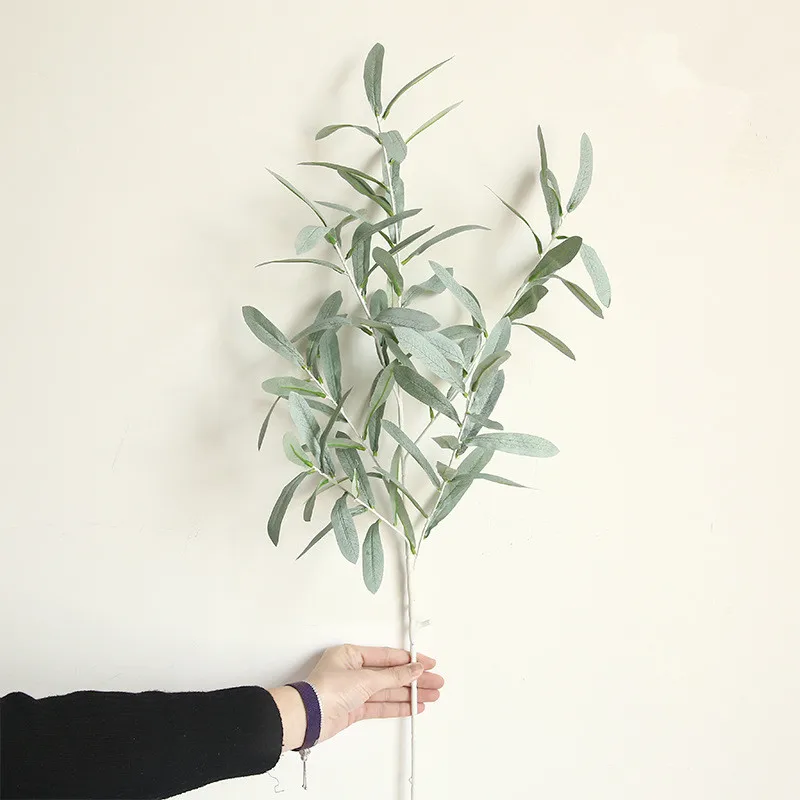 green 1 шт. шелк искусственный завод 6 вилка белая ветка Оливковый лист 3 цвета DIY свадебная домашняя Рождественская вечеринка организовать украшения поставки - Цвет: green