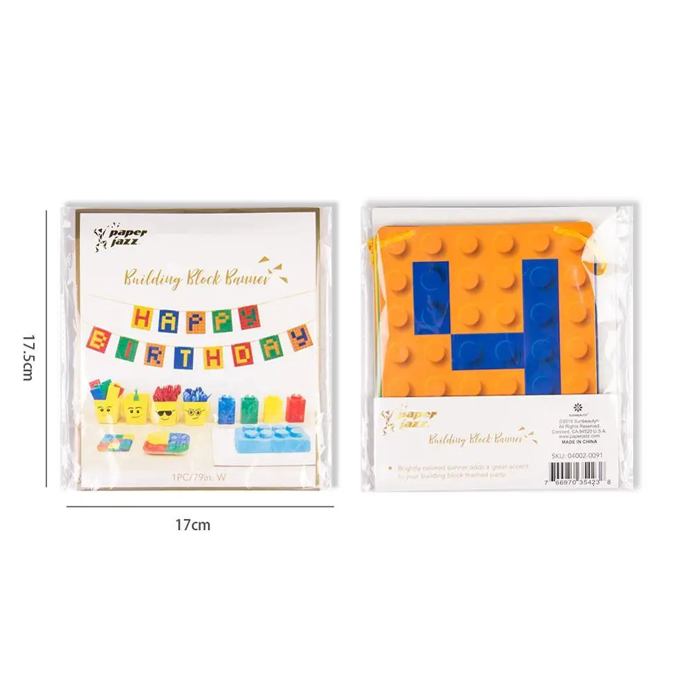 

Colorful Theme Party Set Latex Balloons Happy Birthday Banner Building Block Kids Brick and Block Decorations Baby Shower