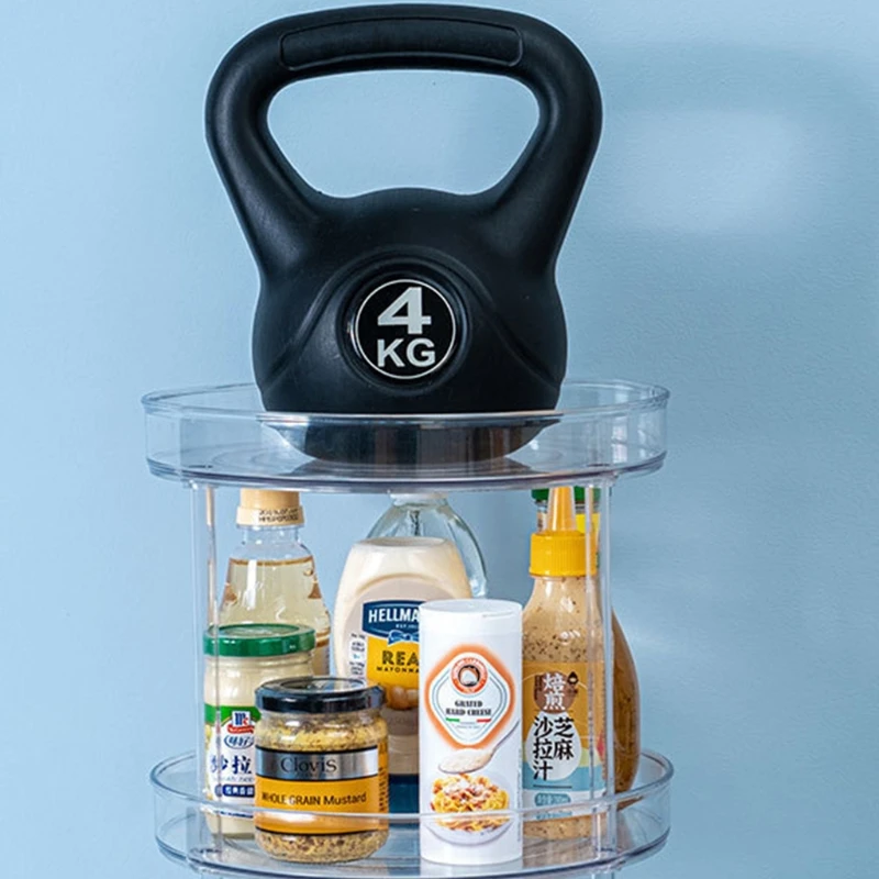 

Transparent TurntableTiered Rotating Kitchen Spice Organizer for Cabinets Pantry