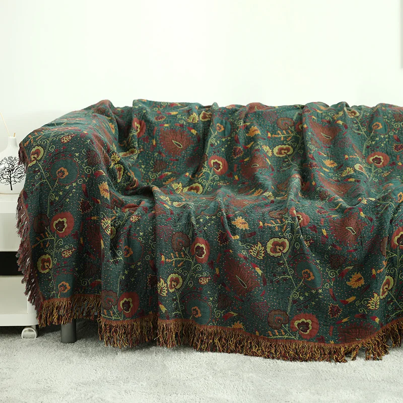 

Bohemia Pure Cotton Sofa Cover Blanket All Season Geometry Sofa Pad Fashion Dust Towel Blankets for Office Car Sofa Bedspread