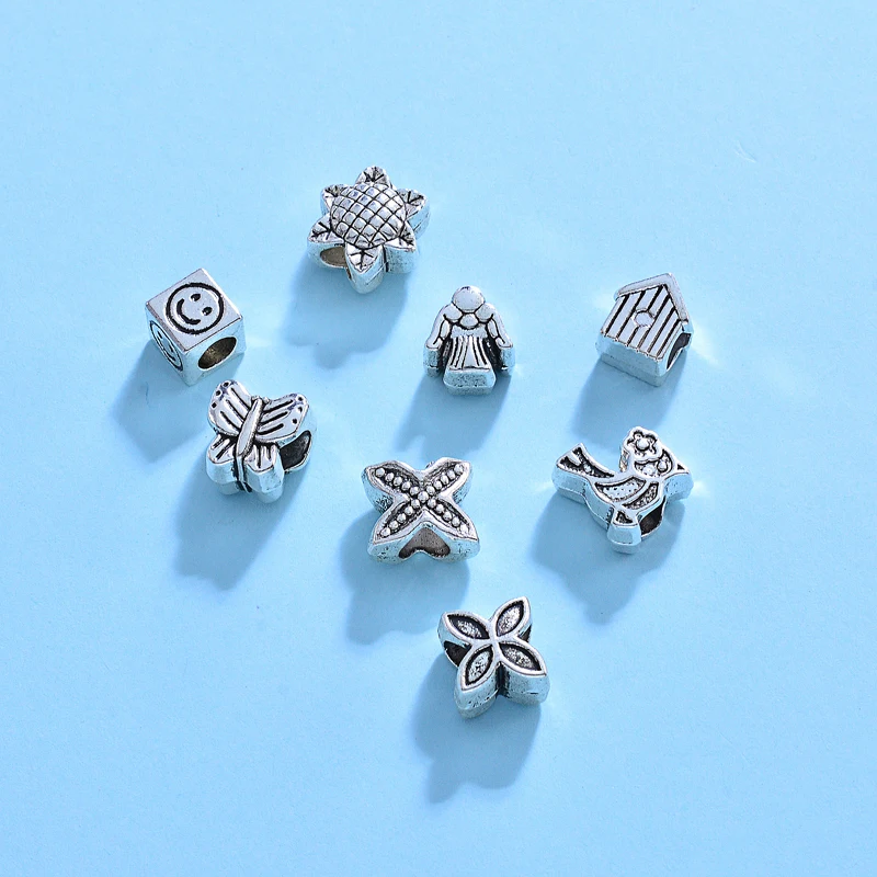 40 шт./компл. антикварные серебряные бусины серии животных круглые разделители