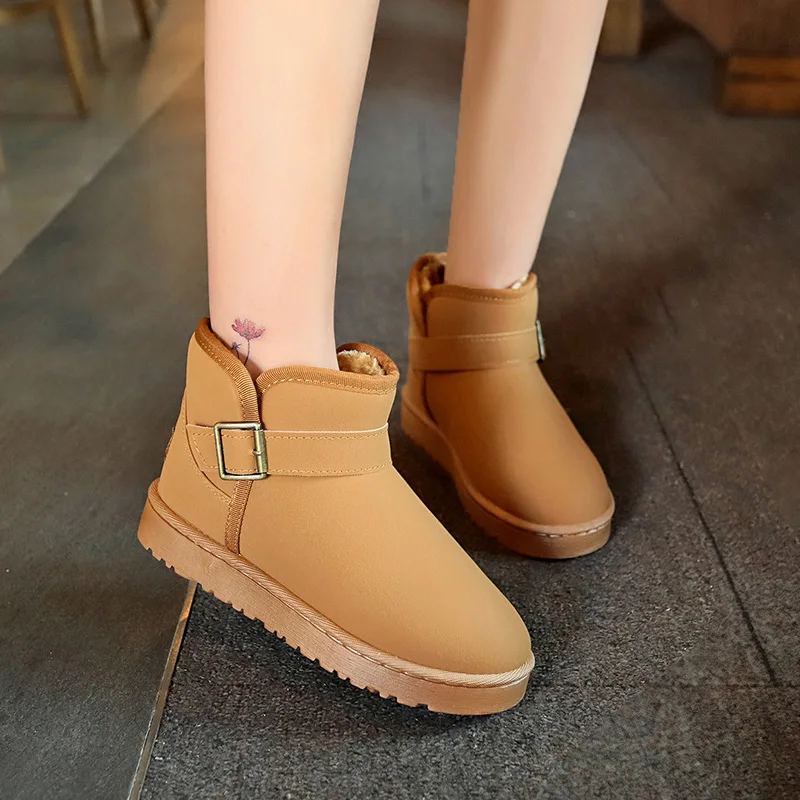 FEVRAL зимние женские сапоги снегоступы теплые ботинки на плоской подошве зиму