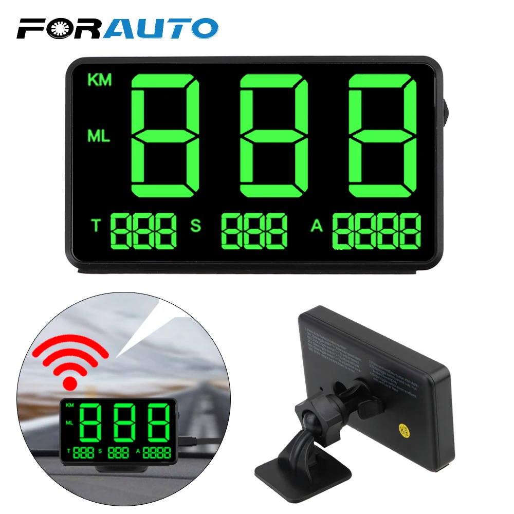 GPS Speedometer 4.5" Speed Odometer Mileage Odometer Hud Display Digital Car Speed Alarm MPH KMH Altitude Display Projector C60s