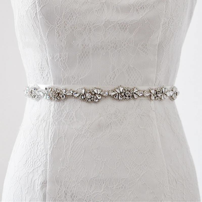 

Handmade Rhinestone Belt Crystal Wedding Dress Belt Bridal Belt Sash Waist Belt Satin Ribbon Gold Silver Wedding Accessories
