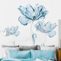 180110cm large 3d nordic art blue flowers living room decoration vinyl wall stickers diy modern bedroom home decor wall posters