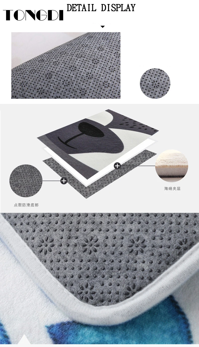 Детский круглый коврик TONGDI милый мягкий нескользящий с принтом милых мультяшных