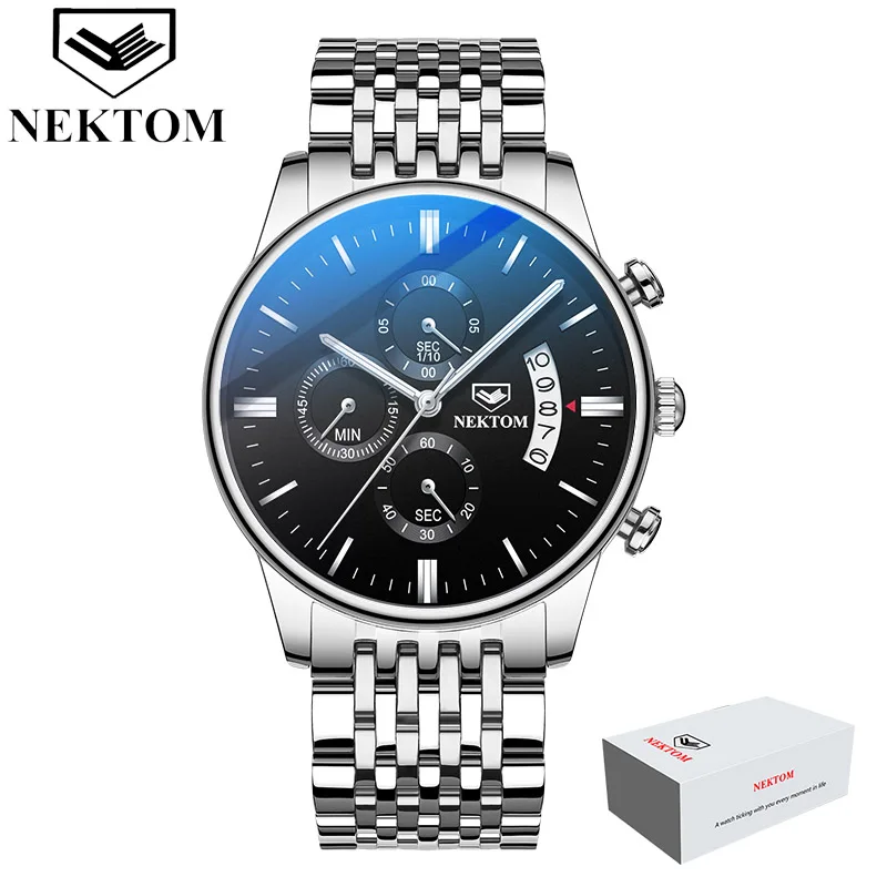 C7(with box) Дропшиппинг Relogio Masculino роскошные Брендовые Часы для мужчин бизнес хронограф часы мужские водонепроницаемые кварцевые наручные часы - Цвет: C7(with box)