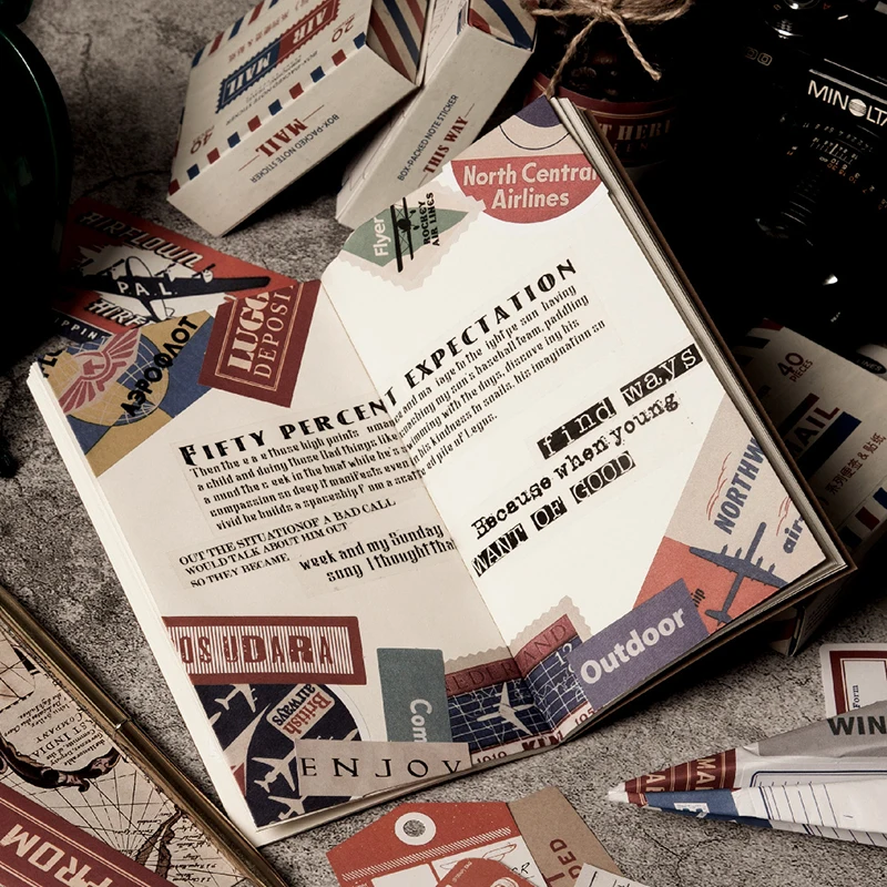 40 шт./кор. винтажные серии авиапочты бумажные упаковка наклеек для