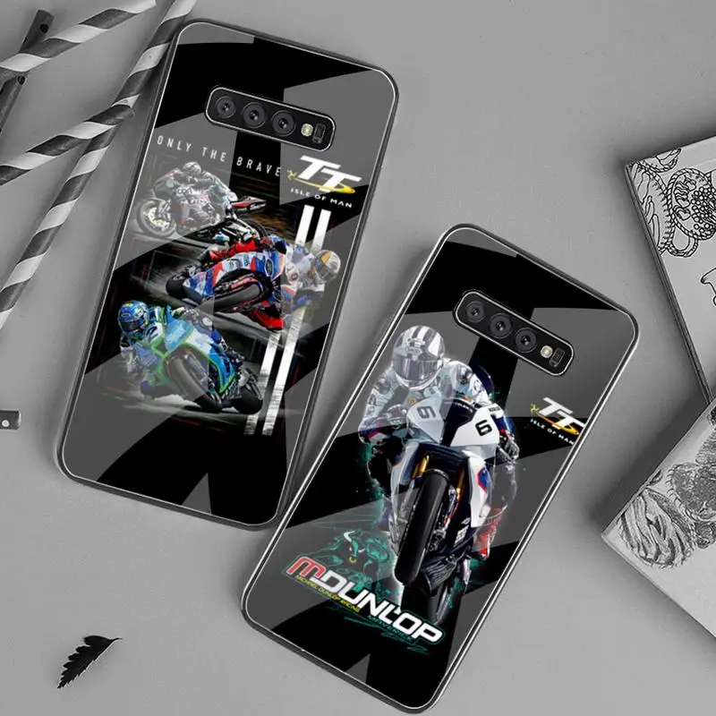 

YJZFDYRM Isle Of Man TT Motorcycle race Phone Case Tempered Glass For Samsung S20 Plus S7 S8 S9 S10 Plus Note 8 9 10 Plus