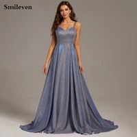 smileven shiny glitter tulle formal evening dress spaghetti strap a line prom dresses celebrity dresses lace up back party gowns