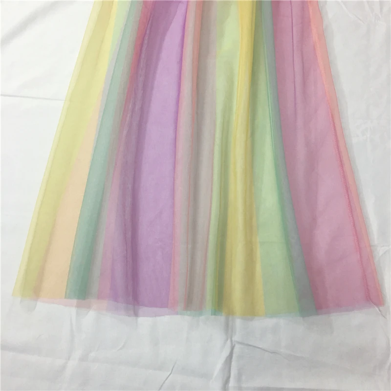 Женская юбка пачка средней длины разноцветная сетчатая с высокой эластичной