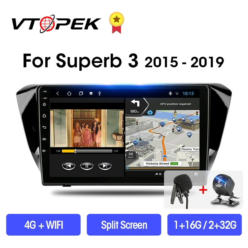 Автомагнитола VTOPEK T3L PLUS с Android 9 0 для Skoda Superb 3 2015 2019 мультимедийный