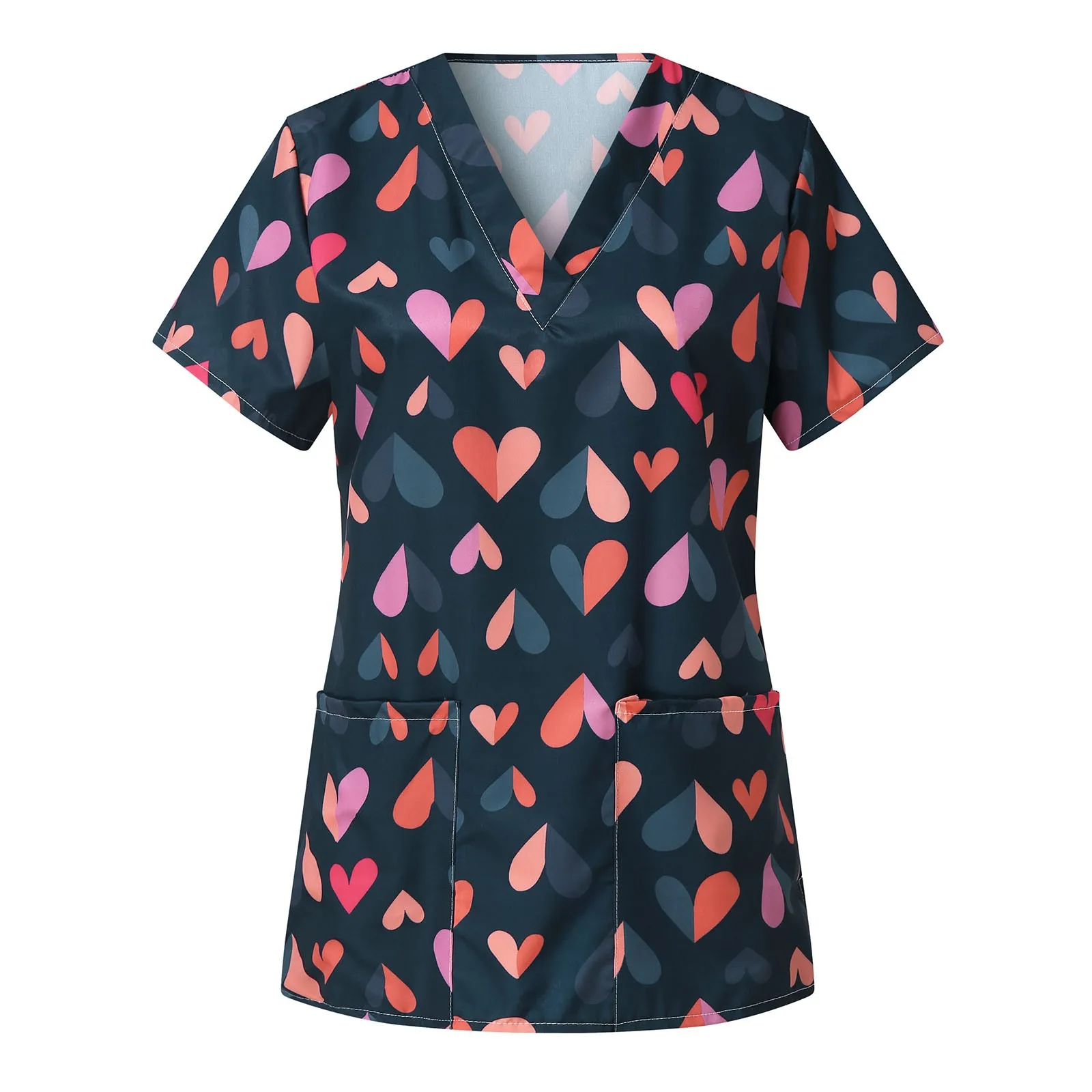 Для женщин короткий рукав с v образным вырезом Carer топ дома престарелых